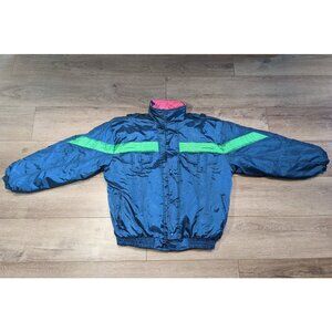 Vintage 90s MIXED BLUES Women's Large Teal Green Winter Ski Jacket Coat L